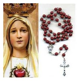 Rosario de la Virgen de Fatima rojo