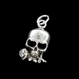 Skull with Rose silver pendant