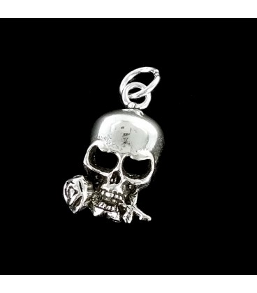 Skull with Rose silver pendant