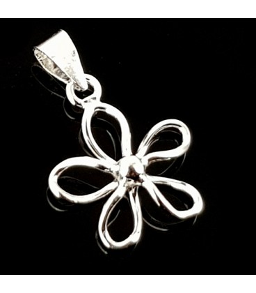 Flower.  Silver pendant with chain