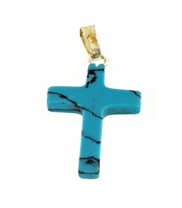Turquenite Cross with Silver Chain