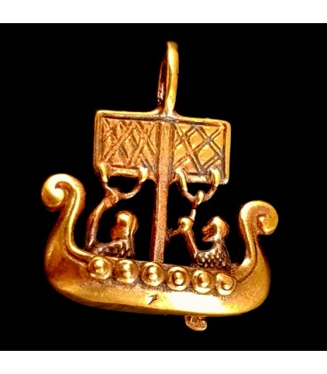 Drakkar Barco Vikingo. Colgante de bronce