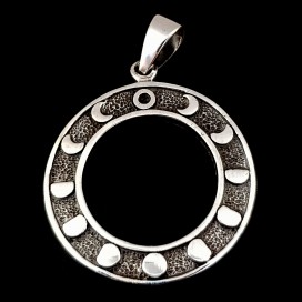 Lunar phase silver pendant