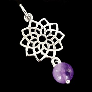 Crown Chakra symbol pendant. Silver with Amethyst.