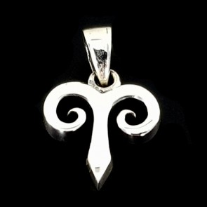 Aries symbol. Silver pendant