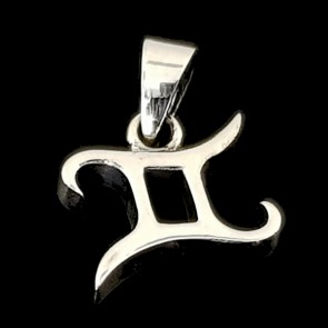 Gemini symbol. Silver pendant