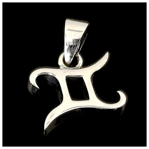 Gemini symbol. Silver pendant