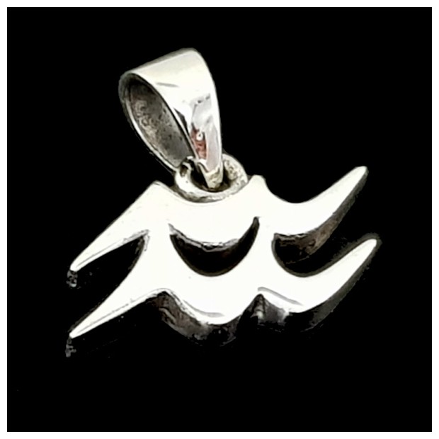 Aquarius symbol. Silver pendant