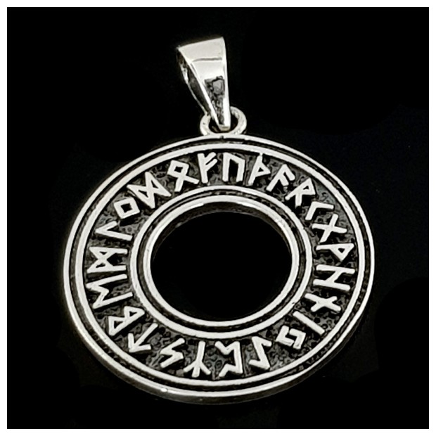 Runic fortune circle. Sterling silver pendant