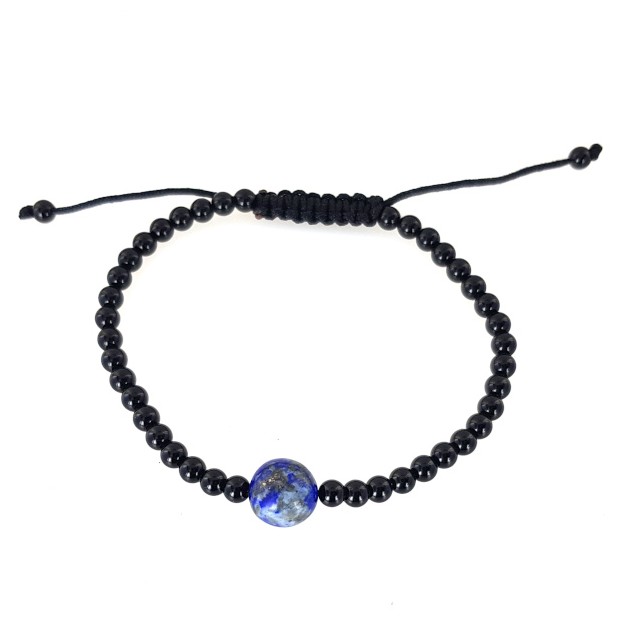 Lapis Lazuli and Obsidian Bracelet