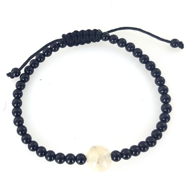 Moonstone and Obsidian bracelet