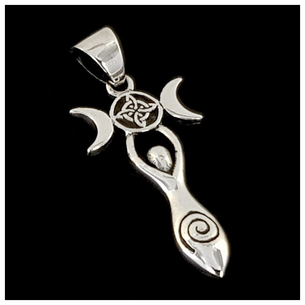 Goddess of Fertility with two Moons. Silver Pendant