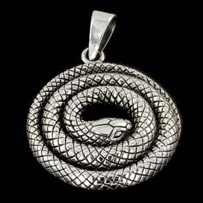 Serpent in Spiral. Sterling silver pendant