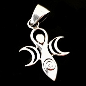Goddess of Fertility between two Moons. Silver Pendant