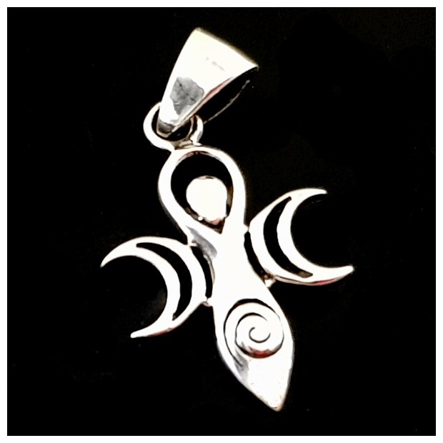 Goddess of Fertility between two Moons. Silver Pendant