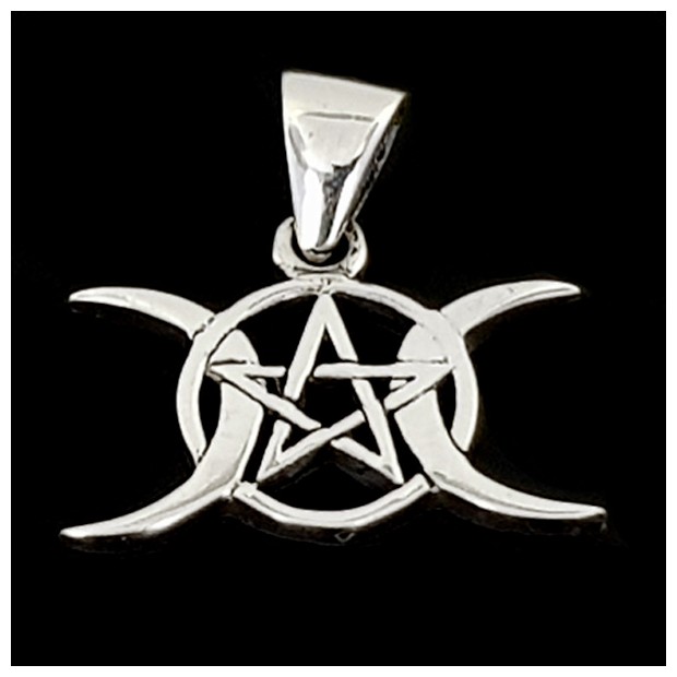 Pentacle and Moons. Sterling silver pendant
